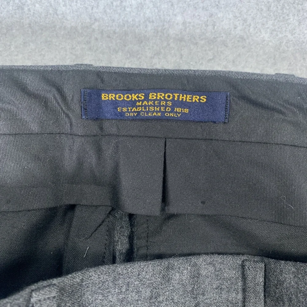 Brooks Brothers Dress Pants Mens 37RG Gray All Wool Makers Flat Front Trousers
